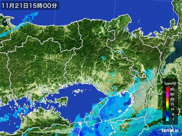 兵庫県の雨雲レーダー(2016年11月21日)