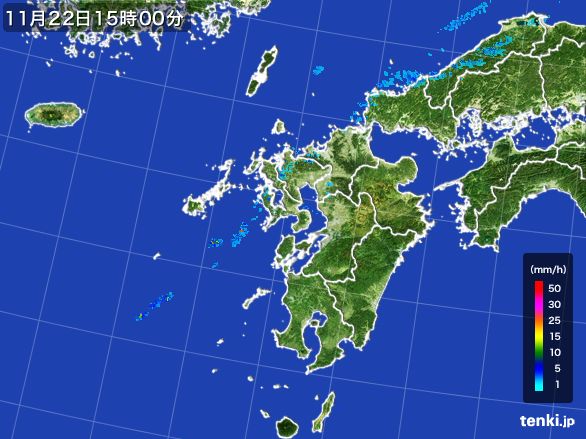 九州地方の雨雲レーダー(2016年11月22日)