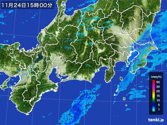 東海地方の雨雲レーダー(2016年11月24日)