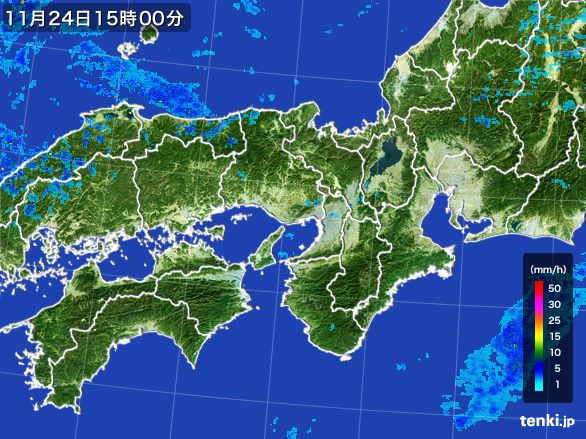 近畿地方の雨雲レーダー(2016年11月24日)