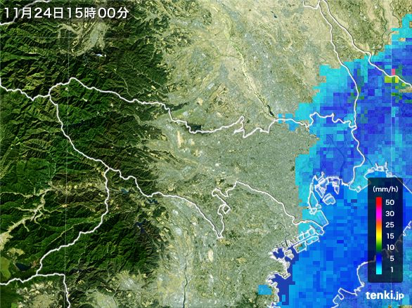 東京都の雨雲レーダー(2016年11月24日)