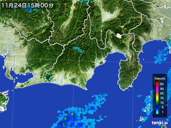 静岡県の雨雲レーダー(2016年11月24日)