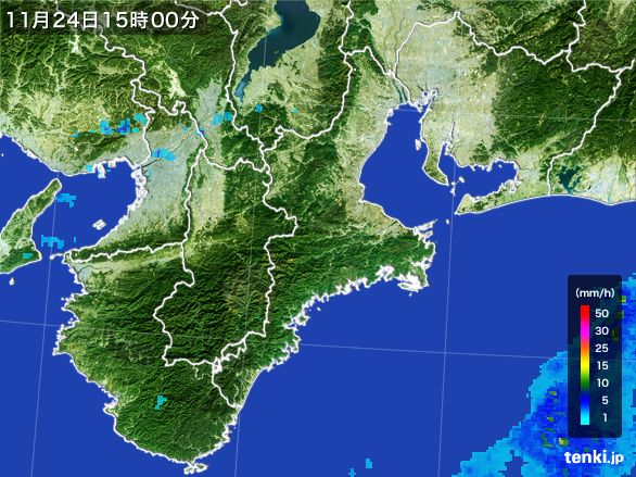 三重県の雨雲レーダー(2016年11月24日)