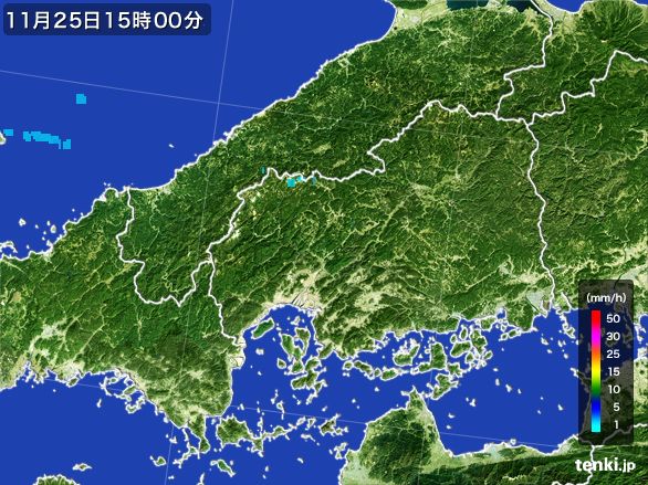 広島県の雨雲レーダー(2016年11月25日)