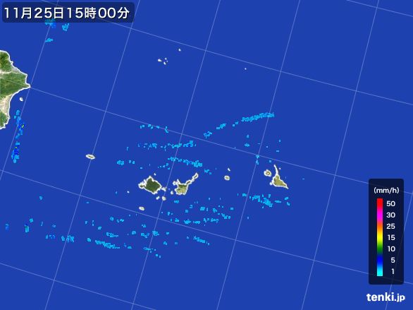 宮古・石垣・与那国(沖縄県)の雨雲レーダー(2016年11月25日)
