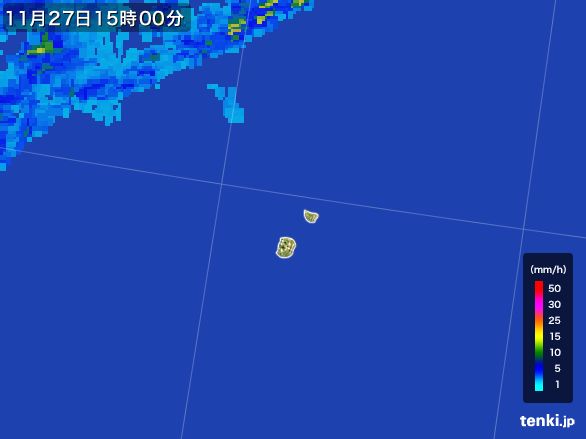 南大東島(沖縄県)の雨雲レーダー(2016年11月27日)