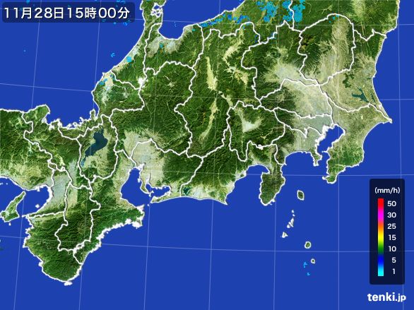 東海地方の雨雲レーダー(2016年11月28日)