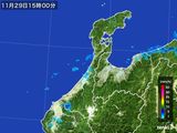 2016年11月29日の石川県の雨雲レーダー