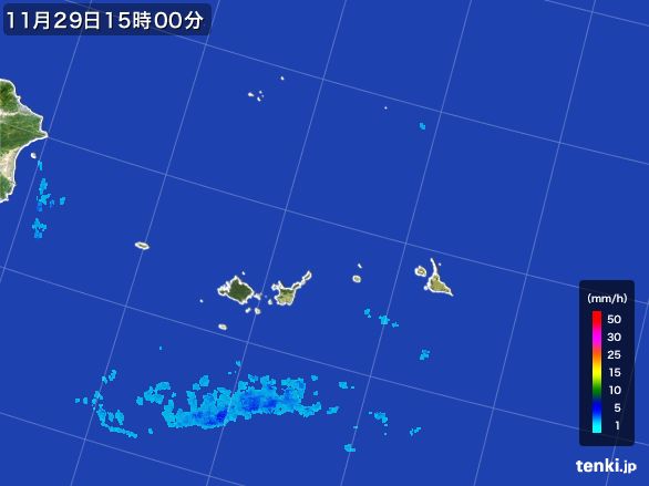 宮古・石垣・与那国(沖縄県)の雨雲レーダー(2016年11月29日)