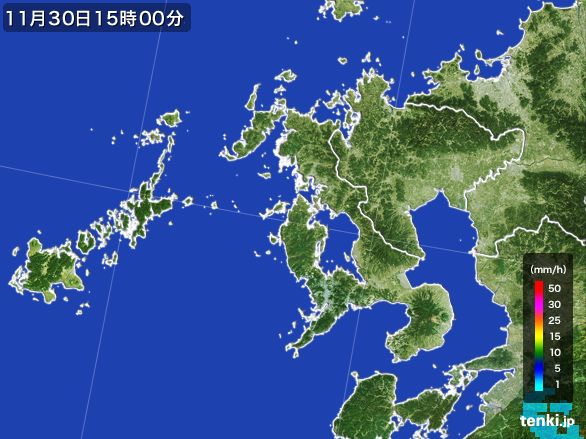 長崎県の雨雲レーダー(2016年11月30日)