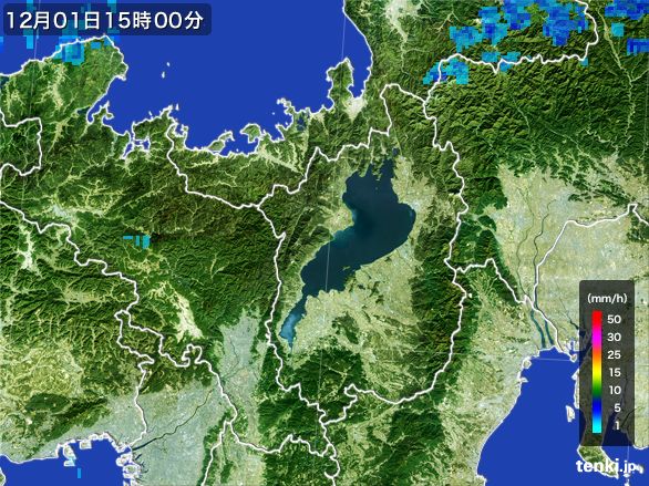 滋賀県の雨雲レーダー(2016年12月01日)
