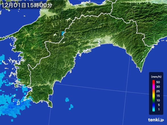 高知県の雨雲レーダー(2016年12月01日)