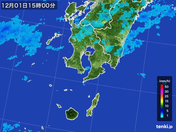 鹿児島県の雨雲レーダー(2016年12月01日)
