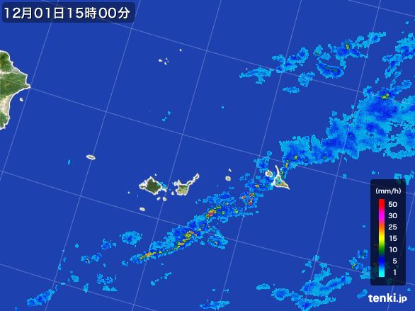 宮古・石垣・与那国(沖縄県)の雨雲レーダー(2016年12月01日)