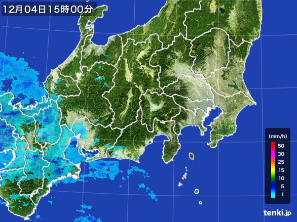 関東・甲信地方の雨雲レーダー(2016年12月04日)