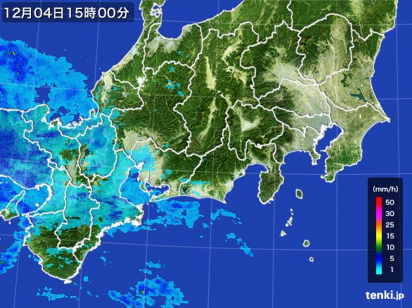 東海地方の雨雲レーダー(2016年12月04日)