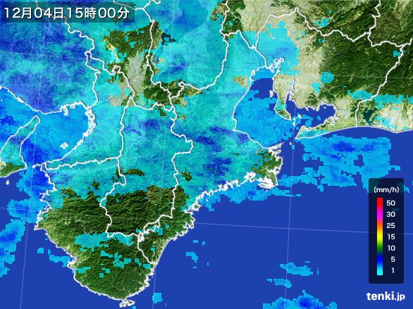 三重県の雨雲レーダー(2016年12月04日)