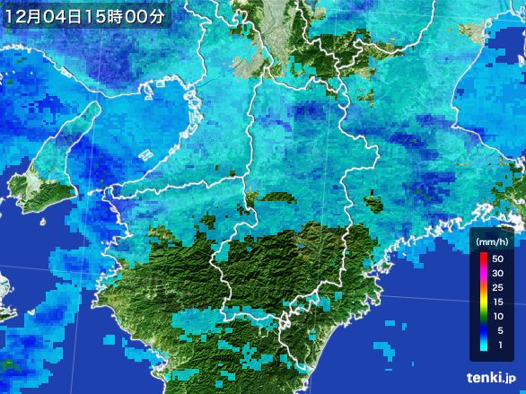 奈良県の雨雲レーダー(2016年12月04日)