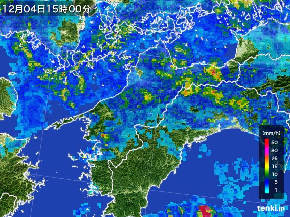 愛媛県の雨雲レーダー(2016年12月04日)