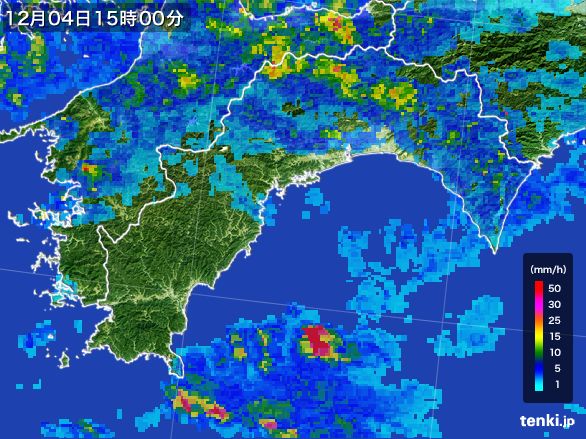 高知県の雨雲レーダー(2016年12月04日)