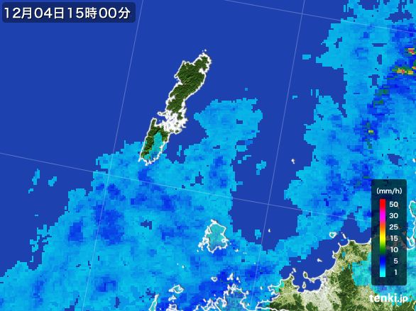 壱岐・対馬(長崎県)の雨雲レーダー(2016年12月04日)