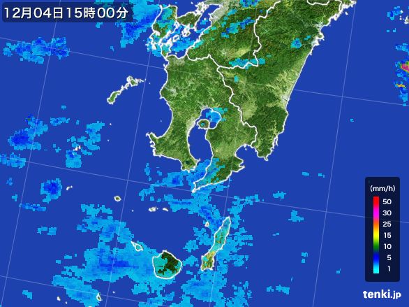 鹿児島県の雨雲レーダー(2016年12月04日)