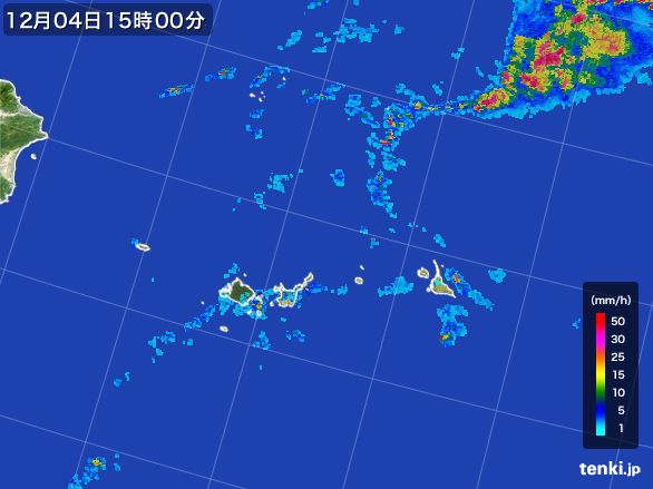 宮古・石垣・与那国(沖縄県)の雨雲レーダー(2016年12月04日)