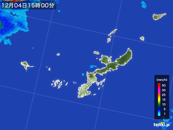 沖縄県の雨雲レーダー(2016年12月04日)