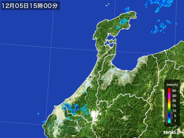 石川県の雨雲レーダー(2016年12月05日)