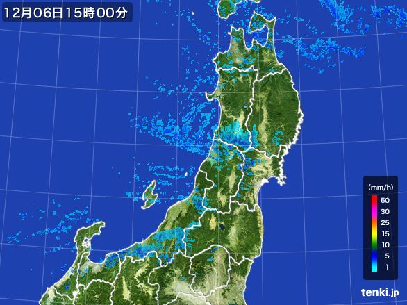 東北地方の雨雲レーダー(2016年12月06日)