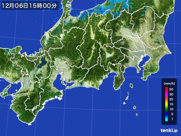 東海地方の雨雲レーダー(2016年12月06日)
