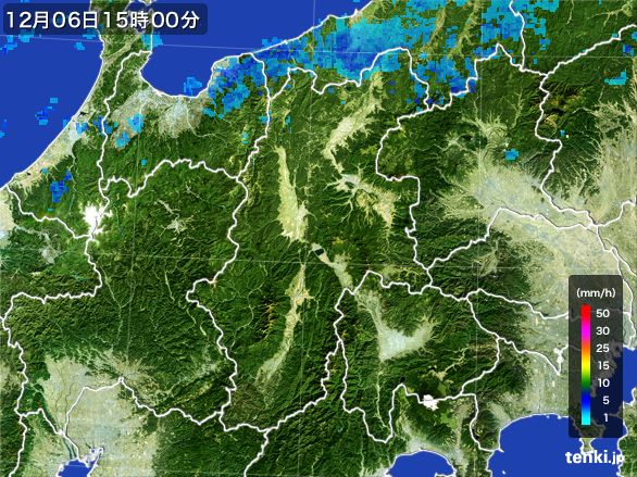 長野県の雨雲レーダー(2016年12月06日)