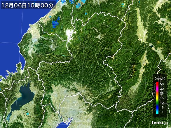 岐阜県の雨雲レーダー(2016年12月06日)
