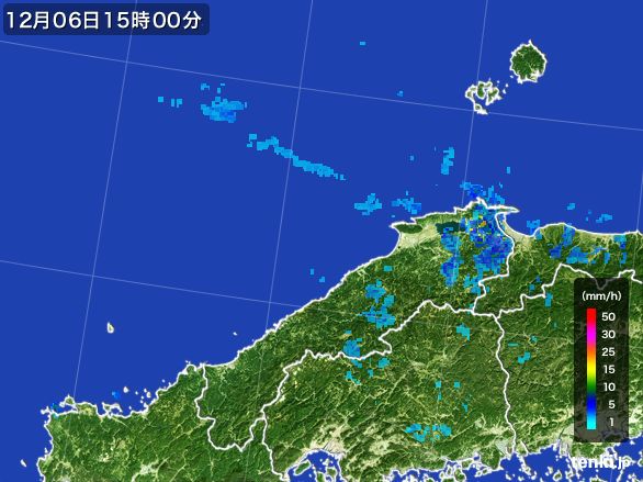 島根県の雨雲レーダー(2016年12月06日)