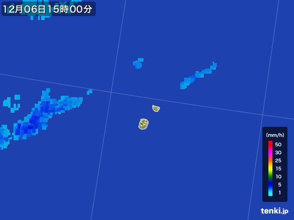 南大東島(沖縄県)の雨雲レーダー(2016年12月06日)