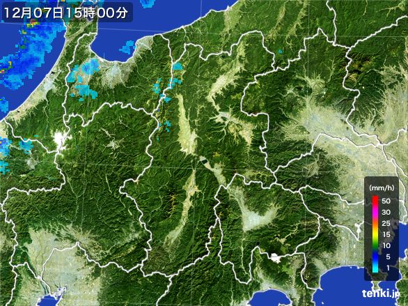 長野県の雨雲レーダー(2016年12月07日)