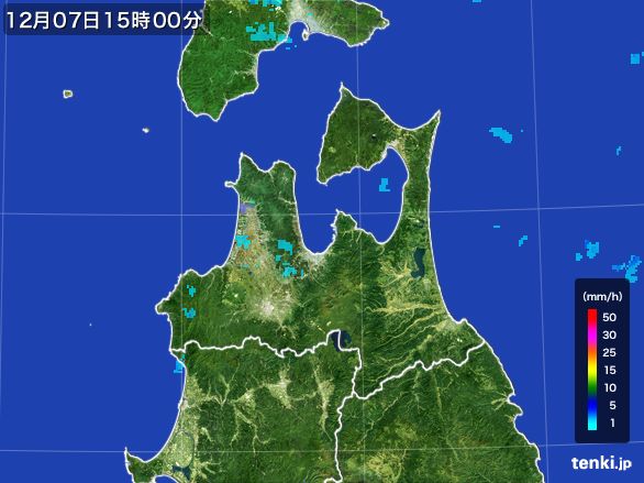 青森県の雨雲レーダー(2016年12月07日)