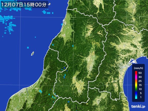 山形県の雨雲レーダー(2016年12月07日)