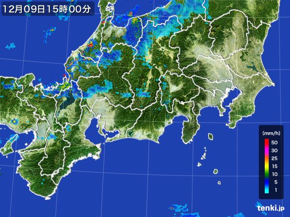 東海地方の雨雲レーダー(2016年12月09日)