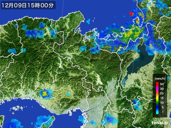 京都府の雨雲レーダー(2016年12月09日)