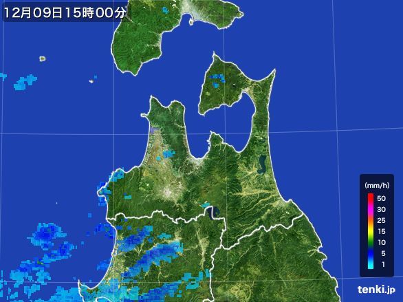 青森県の雨雲レーダー(2016年12月09日)