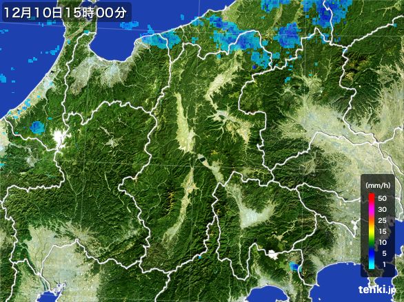 長野県の雨雲レーダー(2016年12月10日)