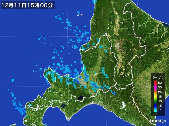 道央の雨雲レーダー(2016年12月11日)