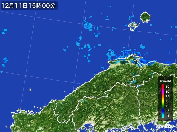 島根県の雨雲レーダー(2016年12月11日)