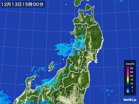 東北地方の雨雲レーダー(2016年12月13日)