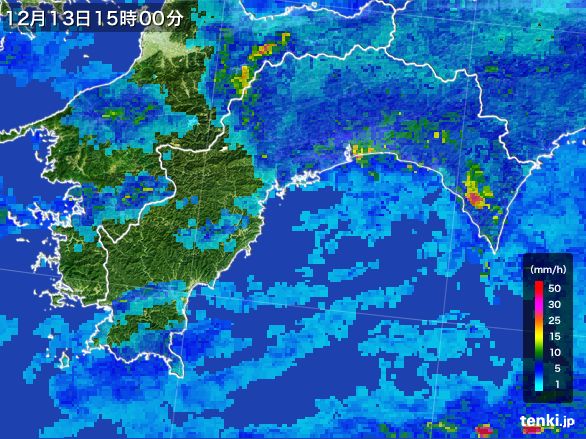 高知県の雨雲レーダー(2016年12月13日)