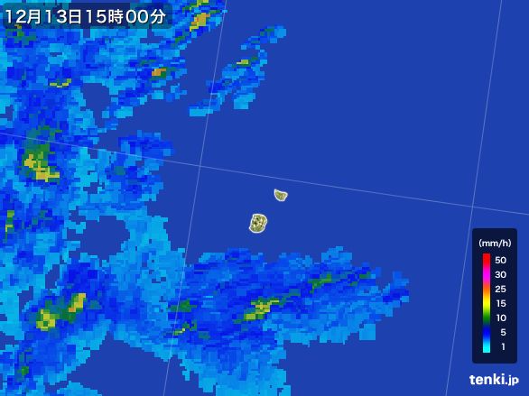 南大東島(沖縄県)の雨雲レーダー(2016年12月13日)