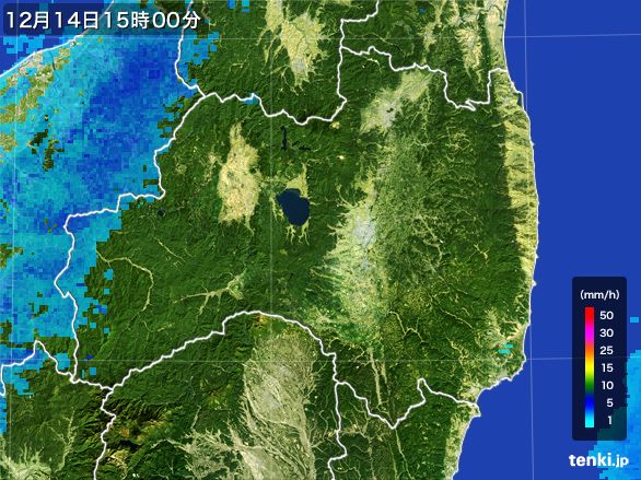 福島県の雨雲レーダー(2016年12月14日)