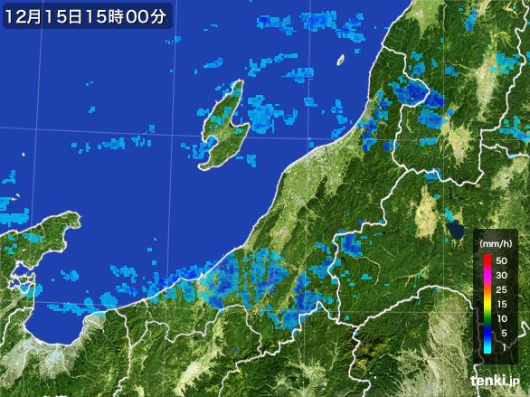 新潟県の雨雲レーダー(2016年12月15日)