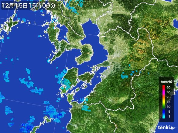 熊本県の雨雲レーダー(2016年12月15日)